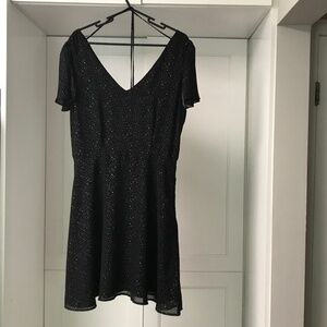 RW&Co Black Dress US 12 Silver Polka dots